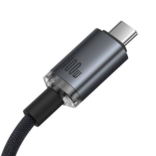 Fast Charging Cable Baseus Crystal Shine USB-C to USB-C 100W, 1,5m, 20Gb (black) - Image 2