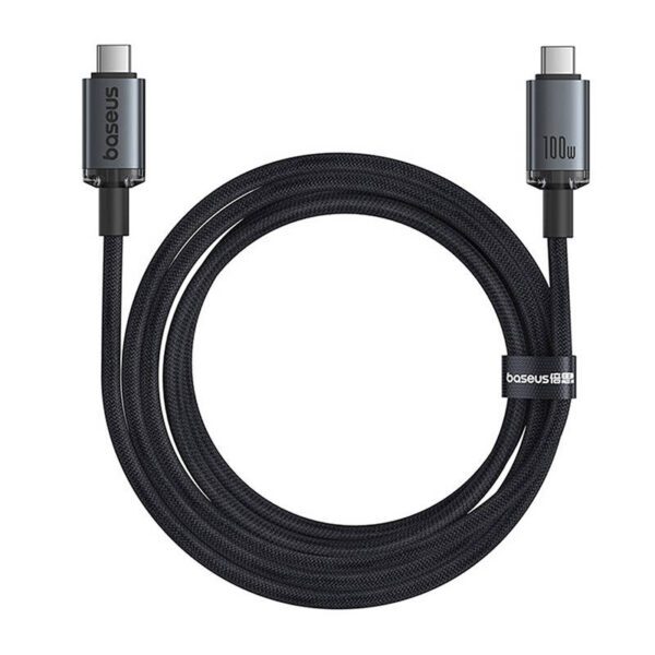 Fast Charging Cable Baseus Crystal Shine USB-C to USB-C 100W, 1,5m, 20Gb (black) - Image 4