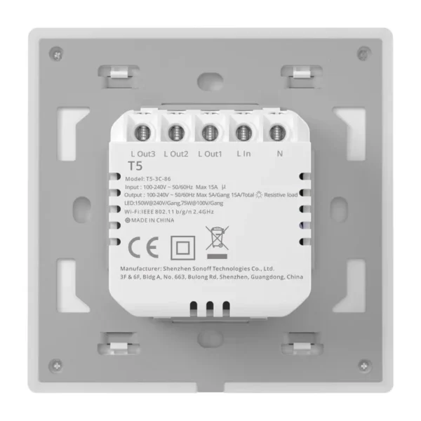 Smart WiFi Touch Wall Switch Sonoff TX T5 4C (4-channel) - Image 3