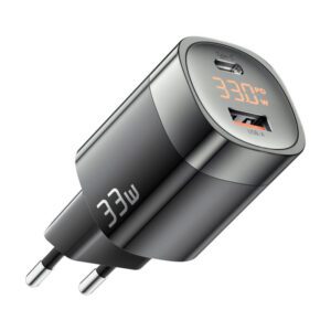 Wall charger, Essager, ECTCA-LYB01-Z, GaN, USB-A, USB-C, 33W (black)