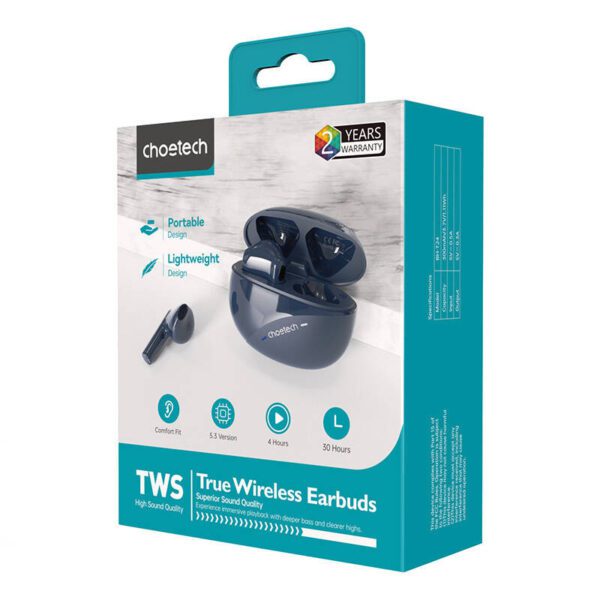 TWS Earphones Choetech BH-T24 Stereo Sound DNS (dark blue) - Image 4