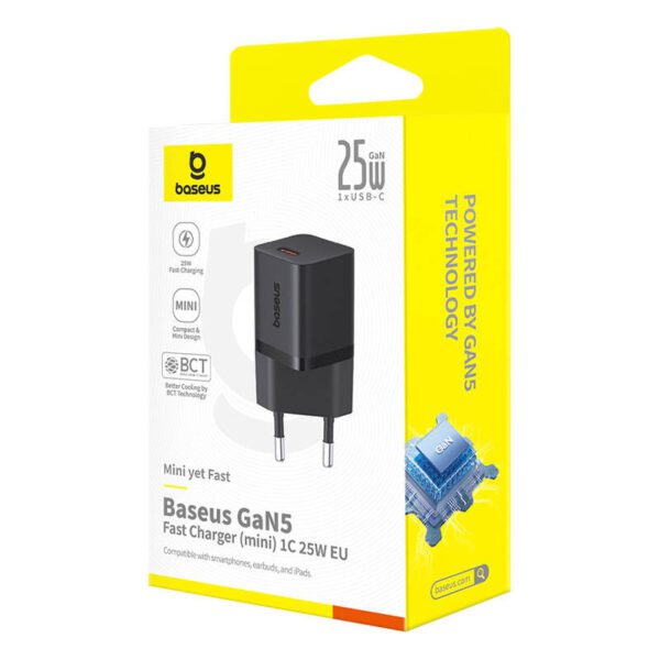 Fast Charger Baseus GaN5 mini 1C, 25W (black) - Image 6