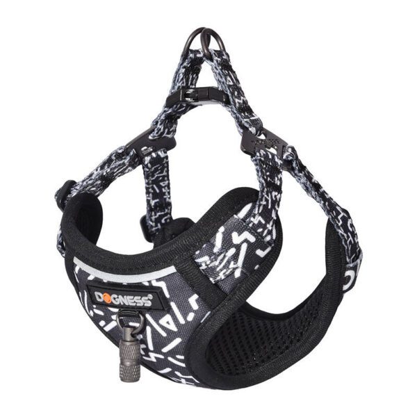 Dogness walking set leash 1,5m+harness for dog (black and white) - Image 2