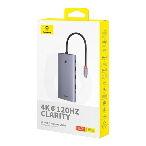 Hub 13in1 Baseus PortalJoy USB-C to HDMI+DP+VGA+C+USB+PD+RJ45+SD/TF+3.5mm (grey) - Image 7