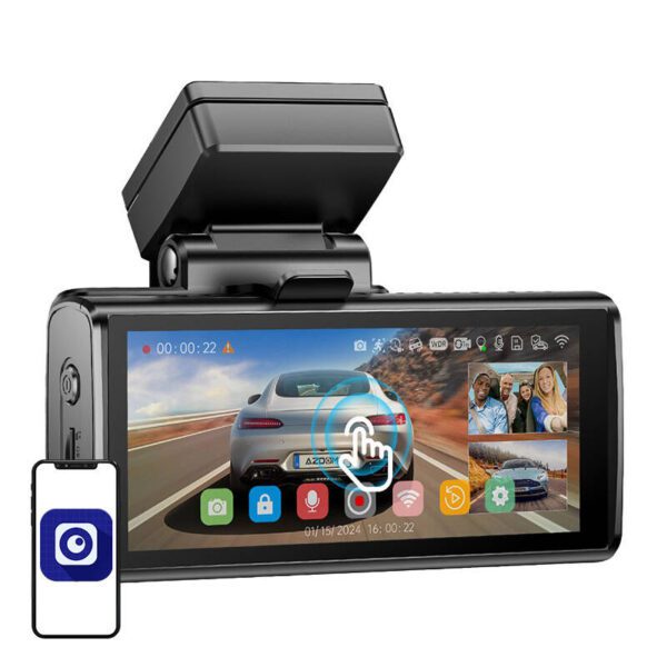 4K front camera, 1080p rear camera and 1080p internal camera Azdome M580, 5GHz WiFi, GPS, G-Sensor + 64GB memory card