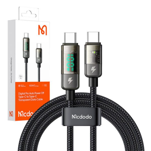 Mcdodo CA-3610 USB-C to USB-C cable, auto power off, PD 100W, 1.2m (black) - Image 4