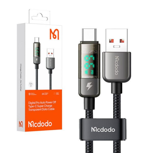 Mcdodo CA-3630 USB-A to USB-C cable, auto power off, PD 100W, 1.2m (black) - Image 4