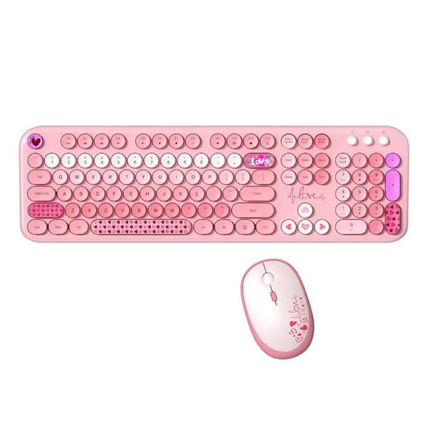 MOFII Lovely 2.4G Wireless Keyboard + Mouse Set (Pink) - Image 2