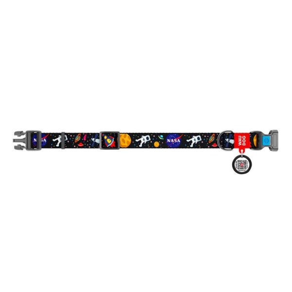 Nylon dog collar with QR code Waudog "NASA" size M - Image 3