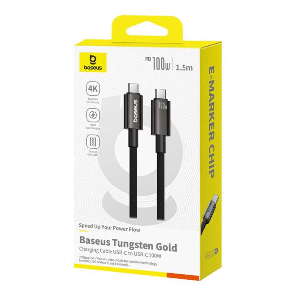 Baseus Cable USB Tungsten Gold USB-C to USB-C 100W 1,5m (black) - Image 7