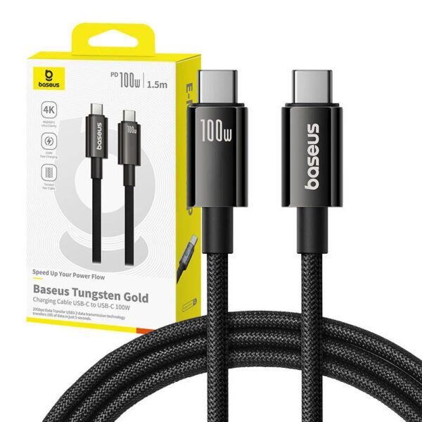 Baseus Cable USB Tungsten Gold USB-C to USB-C 100W 1,5m (black) - Image 9