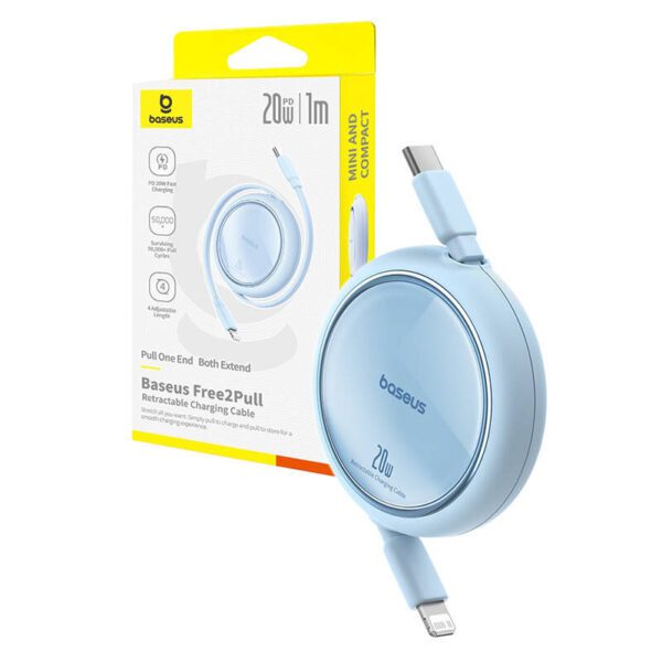 USB Cable Baseus Free2Pull USB-C to iP 20W 1m (blue) - Image 8