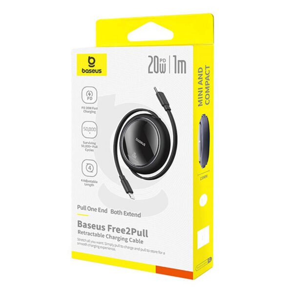 USB Cable Baseus Free2Pull USB-C to iP 20W 1m (black) - Image 6