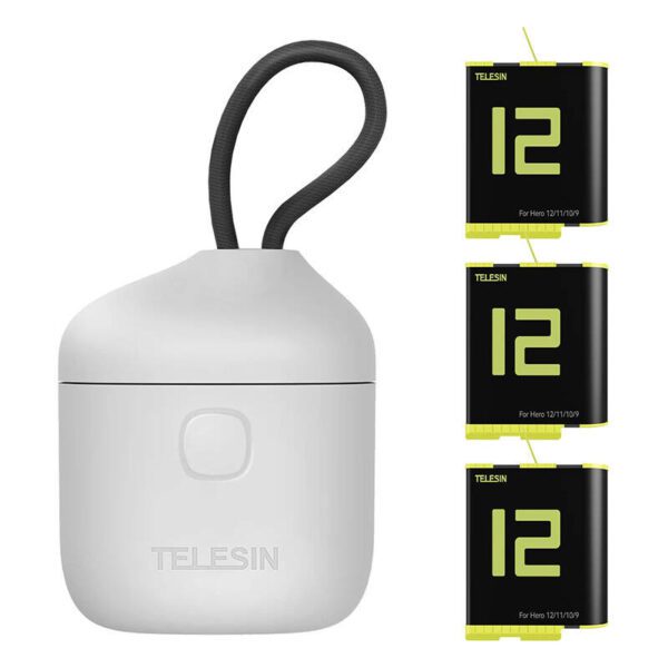 Telesin Allin box triple-channel charger + 3 batteries for GoPro Hero 12 / 11 / 10 / 9 (yellow) - Image 7