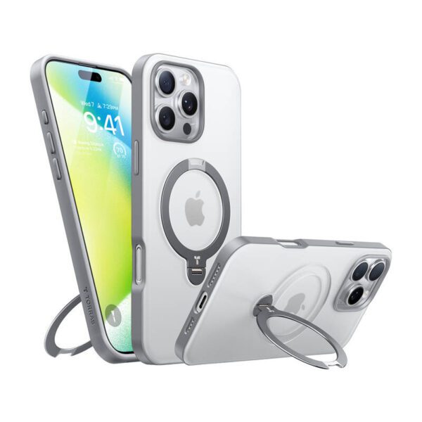 Torras Ostand Spin Case for iPhone 16 Pro (Gray) - Image 2