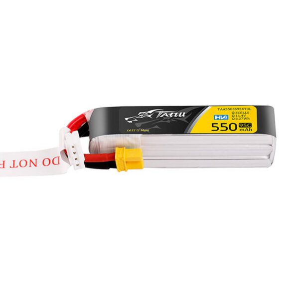 Tattu 3s 550mAh 95C 11.4V HV Lipo Battery with XT30 Plug Long-Pack Connector - Image 4