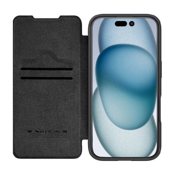 Etui Nillkin Qin Prop Leather iPhone 16 (czarny) - Image 4