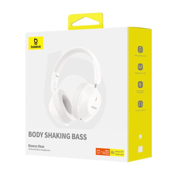 Baseus Bass 30 Max Wireless Headphones (white) - Image 7