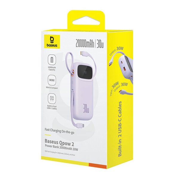 Baseus QPow 2 20000mAh 30W 2xUSB-C powerbank (purple) - Image 7