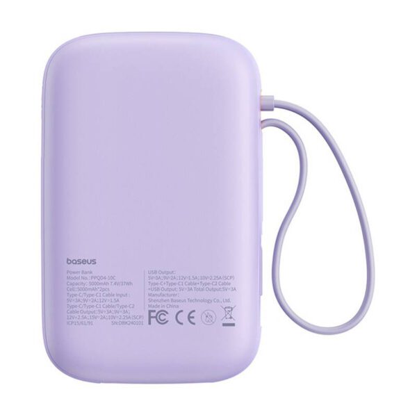 Baseus QPow 2 10000mAh 30W 2xUSB-C powerbank (purple) - Image 2
