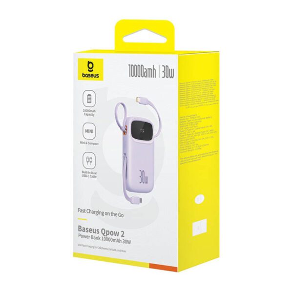 Baseus QPow 2 10000mAh 30W 2xUSB-C powerbank (purple) - Image 7