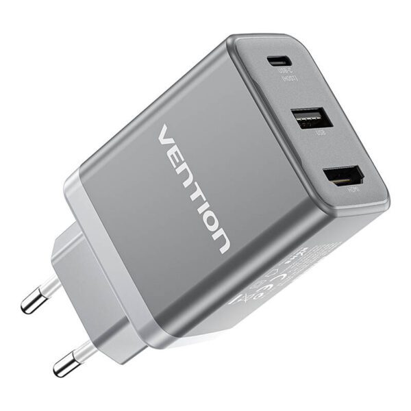 Vention FJAH0-EU USB(C+A)+HDMI GaN mains charger (60W/5W/4K@60Hz) (grey) - Image 2