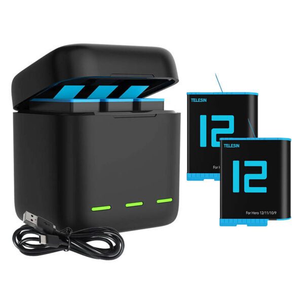 Box Telesin triple-channel charger +2 batteries for GoPro Hero 12 / 11 / 10 / 9 - Image 7