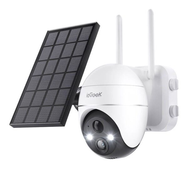Wireless 5MP WiFi outdoor camera ieGeek ZS-GX4S white with solar panel - Image 2