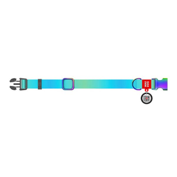 Nylon collar with QR code for Waudog gradient dog, blue , size XL - Image 4