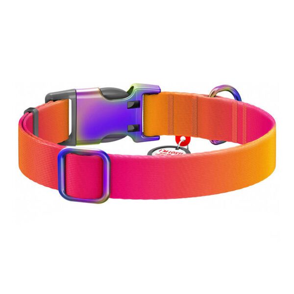 Waudog gradient nylon dog collar with QR code, orange , size L - Image 3