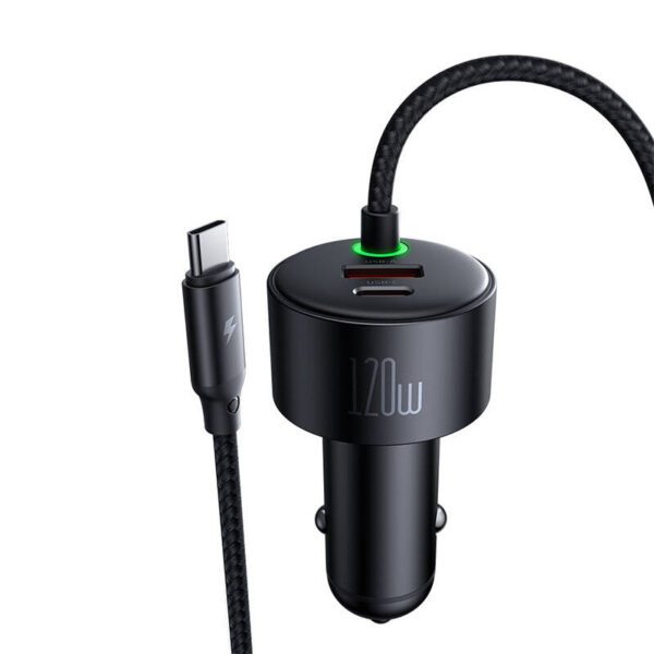 Mcdodo CC-0370 car charger, USB-C, Lightning, 120W, retractable cables - Image 4