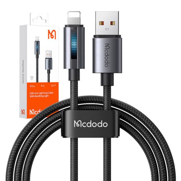 Mcdodo CA-5660 USB-A to Lightning cable with flashing light 1.2m (black) - Image 5