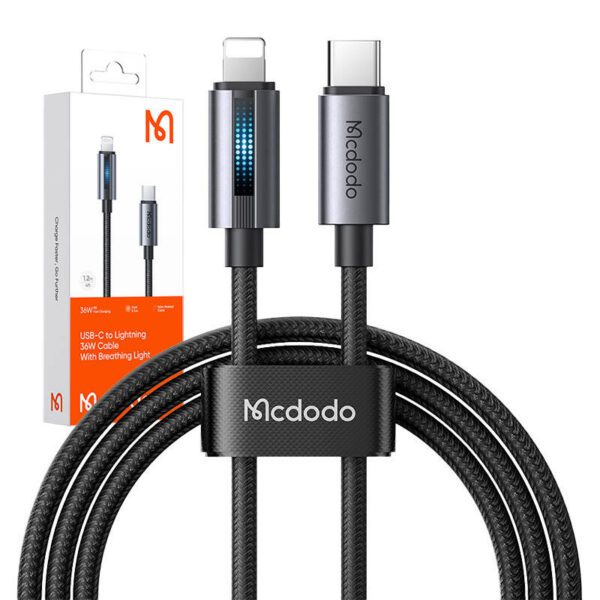 Mcdodo CA-5710 USB-C to Lightning cable with 36W flashing light 1.2m (black) - Image 5