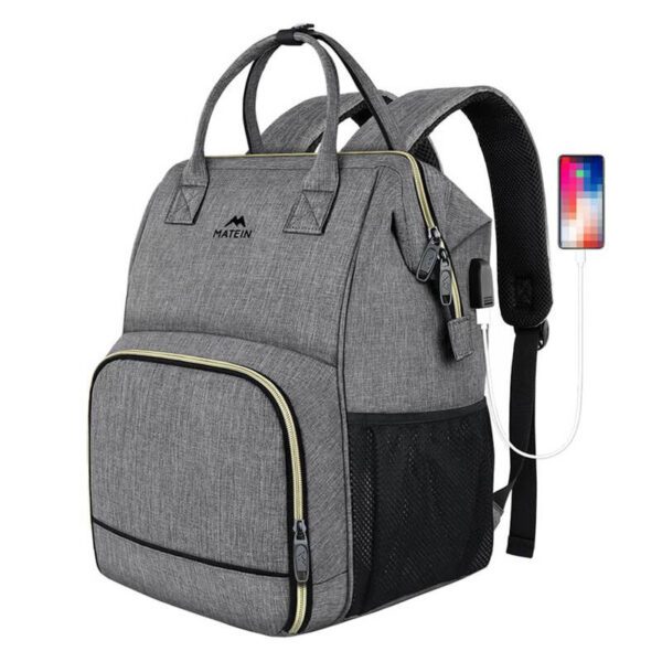 Laptop Backpack / Lunch Bag 15.6'' Matein 1368 USB Grey - Image 3