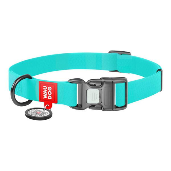 Waterproof glowing dog collar with QR passport WAUDOG 40 mm wide, 46-70 cm long - Image 2
