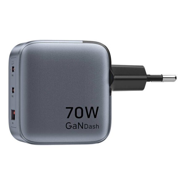 GaN Vention USB-C+C+A 70W Charger (Gray) - Image 3