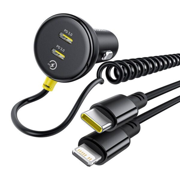 60W Baseus USB-C car charger + Lightning cable (Black) - Image 3