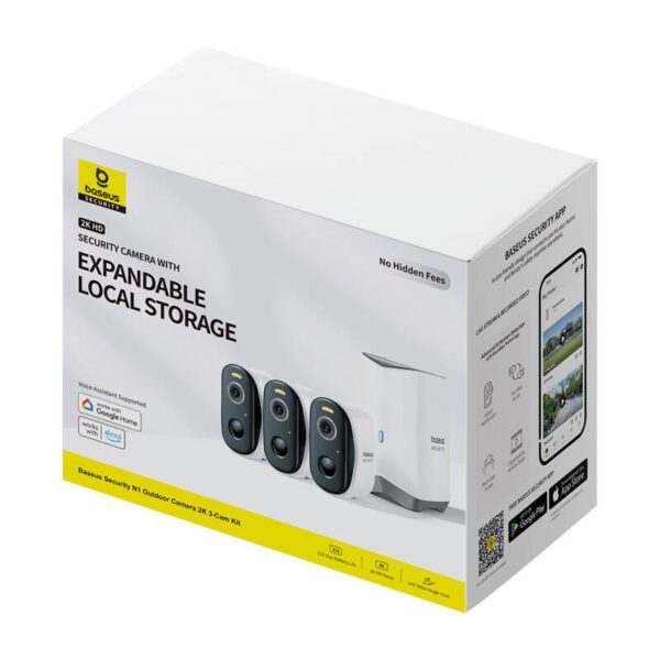 N1 Baseus 2K outdoor camera set of 3 (white) - Image 4