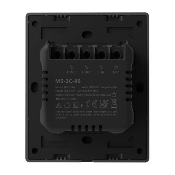 Smart WiFi wall switch SONOFF M5-2C-80 (2-channel, for frame, graphite) - Image 6