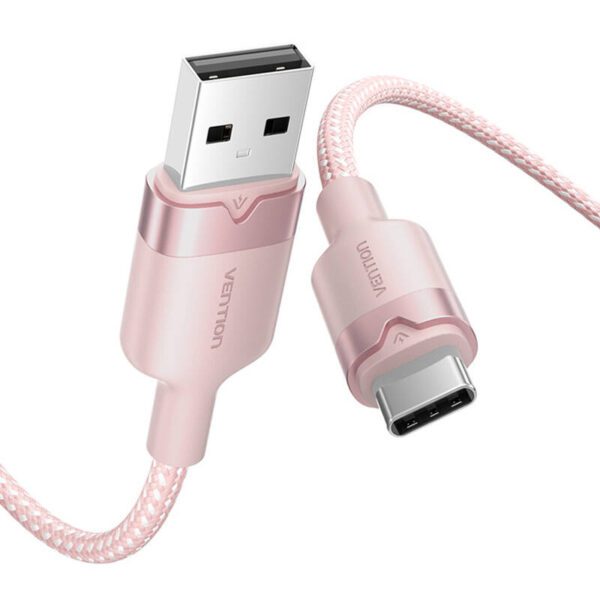 USB 2.0 A to USB-C 3A Vention CTNPF 1M cable (pink) - Image 2
