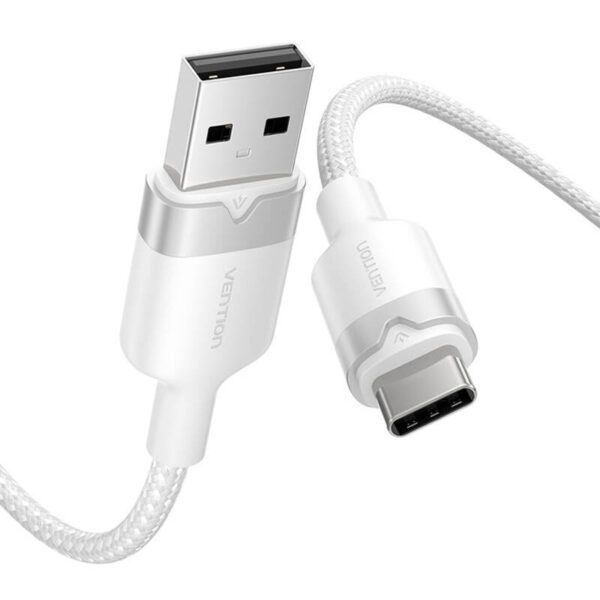 USB 2.0 A to USB-C 3A cable Vention CTNWH 2M (white) - Image 2