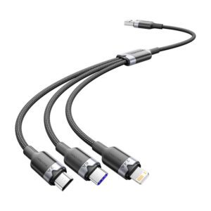 USB 2.0 A to 3-in-1 6A cable Vention CTRBG 1.5M (black)