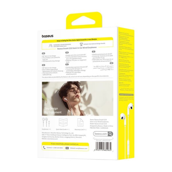 Baseus Encok CZ19 Wired In-Ear Headphones White - Image 7