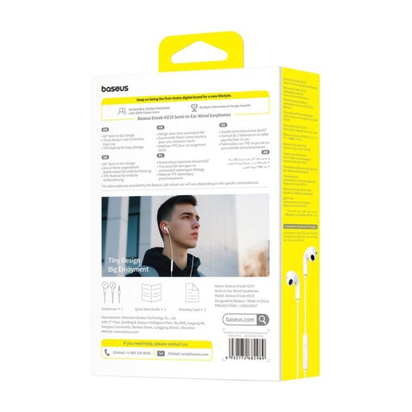 Baseus Encok HZ19 White wired in-ear headphones - Image 7