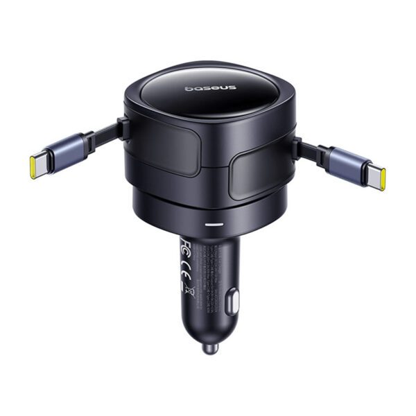 Baseus Enjoyment Max car charger with USB-C+USB-C cables 60W Black - Image 3