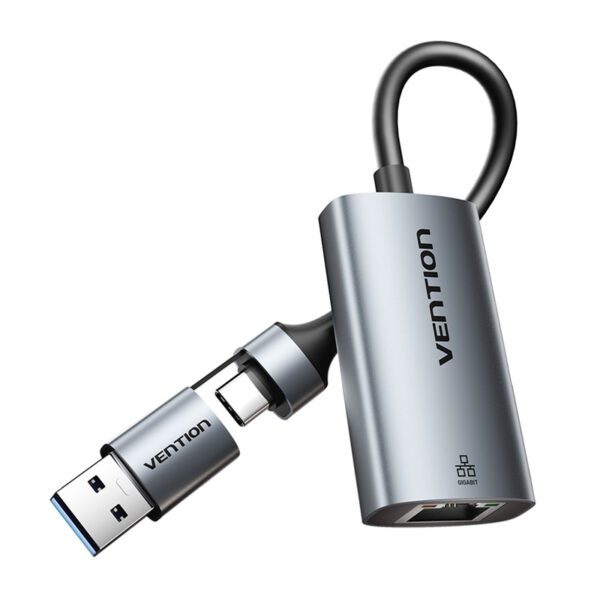 Adapter Vention USB-A + USB-C do Gigabit Ethernet 0.15m - Image 4