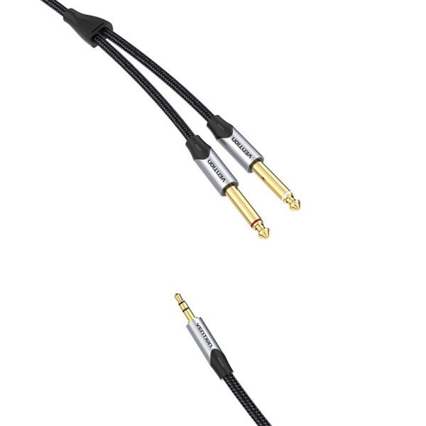Audio cable mini jack 3.5mm to 2x jack 6.35mm male Vention BARHL 10m - Image 4