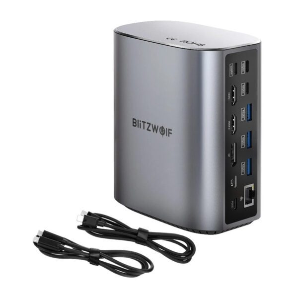 Blitzwolf BW-TH15 17in1 Docking Station 2xHD+DP+4xC+3xUSB 3.0+USB 3.1+C 3.2+C PD+RJ45+micro SD+SD+3.5mm Audio - Image 2