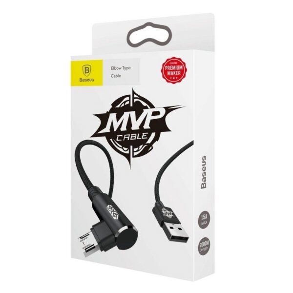 Baseus MVP Elbow Cable USB to micro USB 2A 1m - Black - Image 3