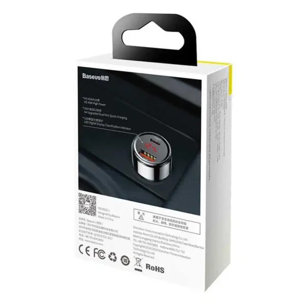 Ładowarka samochodowa Baseus Magic USB + USB-C QC 4.0  PD 45W (czarna) - Image 7